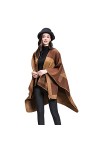 MEOKEY Poncho Femme Oversize Bloc de Couleur Épaissie Elégant Châle Cape Hiver 130x150cm