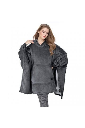 Catalonia Classy Übergroße Sherpa Poncho Hoodie Decke, Flauschig Warmer Tragbare Kapuzendecke, Oversized Kuschel Pullidecke m