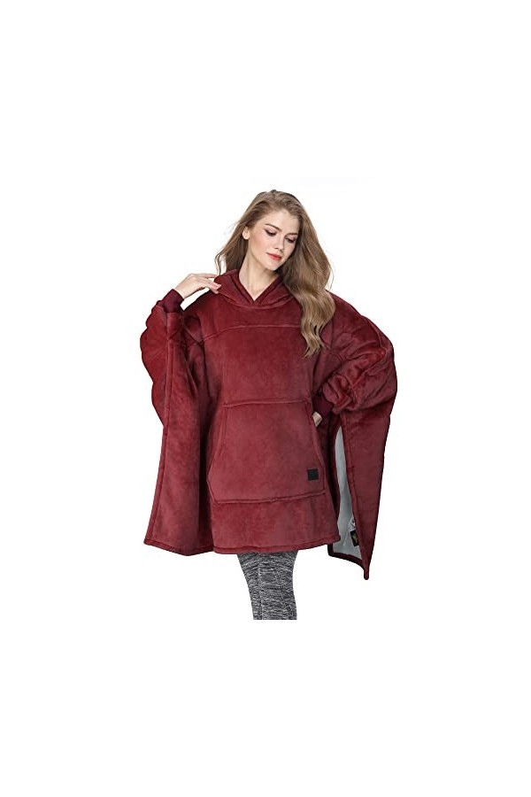 Catalonia Classy Übergroße Sherpa Poncho Hoodie Decke, Flauschig Warmer Tragbare Kapuzendecke, Oversized Kuschel Pullidecke m
