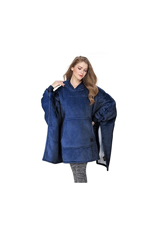 Catalonia Classy Übergroße Sherpa Poncho Hoodie Decke, Flauschig Warmer Tragbare Kapuzendecke, Oversized Kuschel Pullidecke m