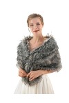 Handcess Châle en fausse fourrure pour femme 1920 pour mariée et fille, gris, taille unique
