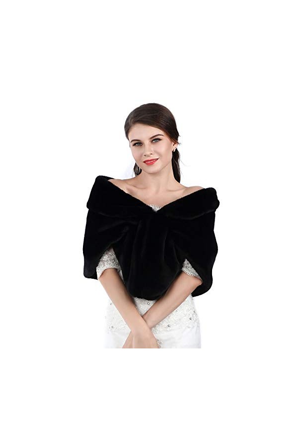 Handcess Châle en fausse fourrure pour femme 1920 pour mariée et fille, gris, taille unique