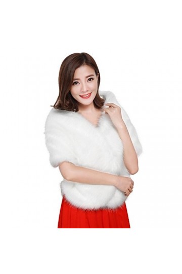Combinaison de mariée, en fourrure synthétique, châle, cape, col chaud, pour mariage, soirée, convient à l’automne et l’hiver