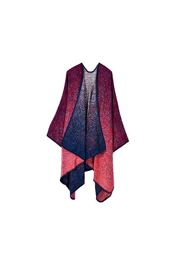 Écharpe pour femme, modèle Poncho Capes Elegant Cardigan Manteau Poncho Femme Grand Col V Ouvert Cape Poncho DOT Red-4 
