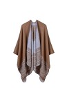 Châle De Femme Écharpe Poncho Foulards Avec Dessin Rétro Surdimensionné Pour Automne Et Hiver Noir, 130cm*150cm 