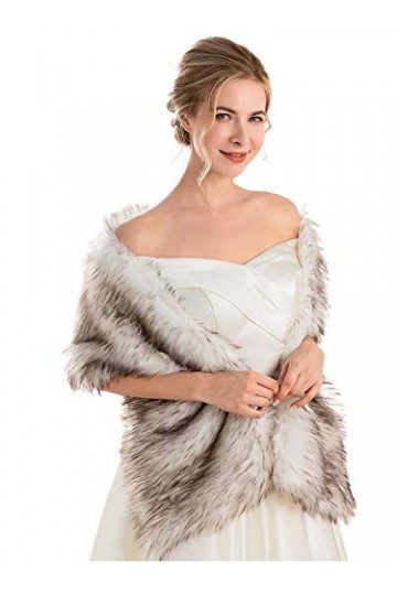 Handcess - Châle - Femme Blanc/marron Taille unique