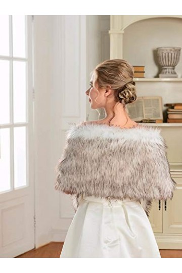 Handcess - Châle - Femme Blanc/marron Taille unique