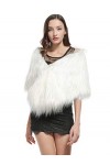 NICEYEA Châle en fausse fourrure pour femme, longue cape dhiver, écharpe de mariage, écharpe de mariage pour lhiver, blanc,