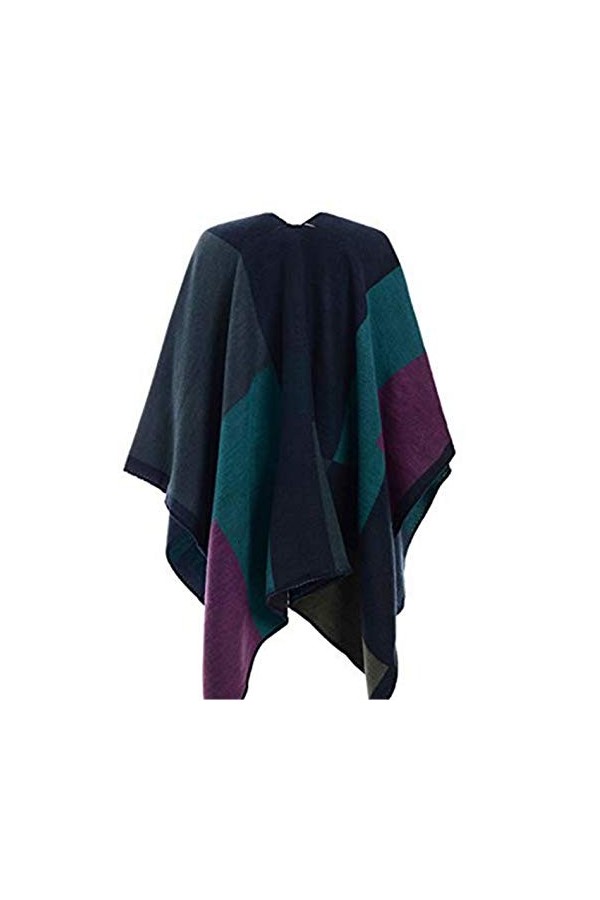 Chaos Theory - Poncho pour femme à carreaux en tricot pour lhiver en tartan écossais - multicolore - Taille Unique
