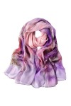 Foulard Femme Écharpe 100% Soie Grande Chale Légère Etole Elégante Silk Cadeau XXL 175 x 65cm Ginkgo blanc 