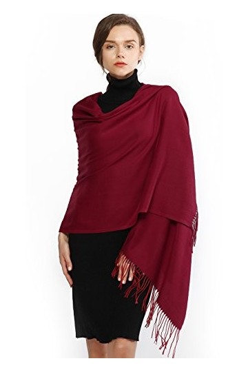 Riiqiichy Foulard pashmina pour femme - Châle et écharpe pour mariage - pour l’hiver, Red-2, L