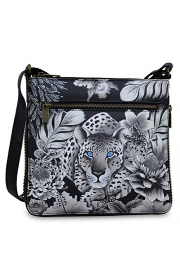 Anuschka Crossbody de Voyage Extensible en Cuir Véritable pour Femme - Œuvre dart Originale Peint à la Main - Cleopatras Le