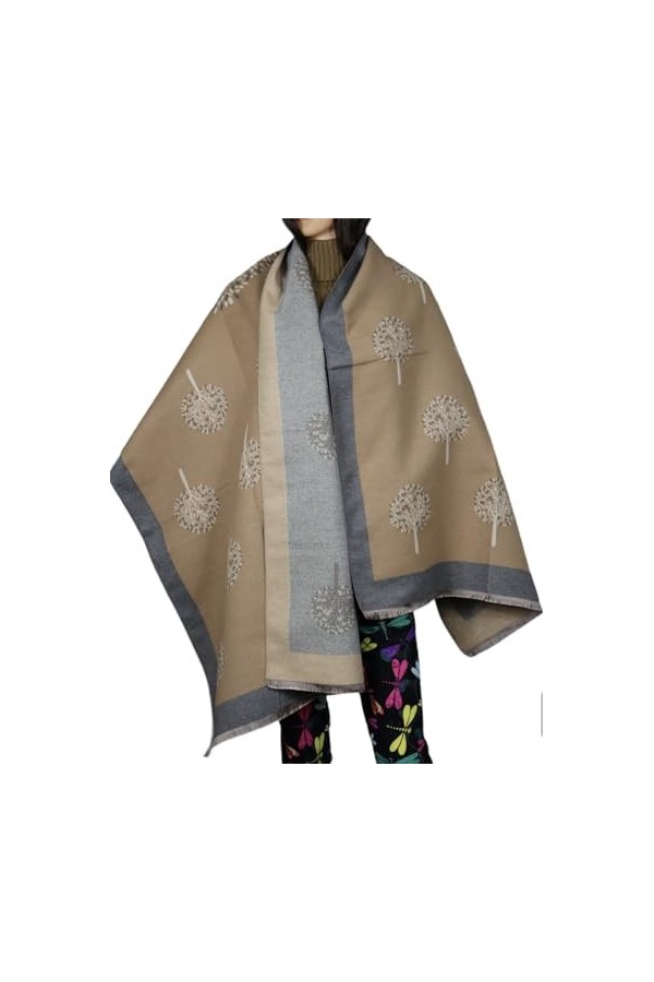 Écharpe dhiver pour femme, motif arbre de vie, cachemire doux au toucher, réversible, châle pashmina, écharpes, couverture, 