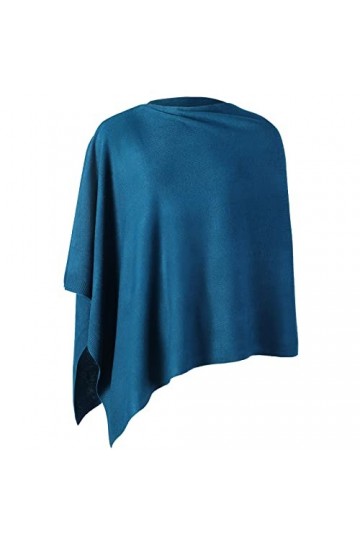 Femmes Poncho Léger Solide Pull Châle Cape Tricoté Pullover Élégant Femmes Tops, vert émeraude, S/L