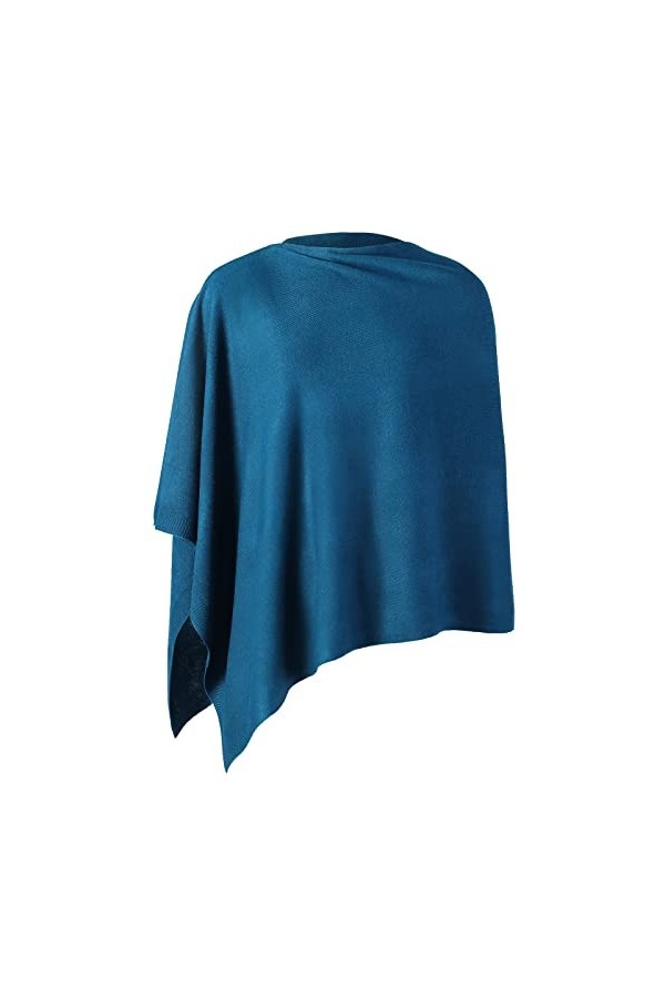 Femmes Poncho Léger Solide Pull Châle Cape Tricoté Pullover Élégant Femmes Tops, vert émeraude, S/L