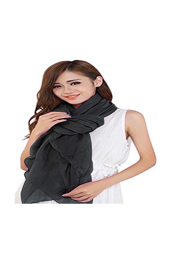 CJ Apparel Noir de Charbon Voile Châle Conception de couleur unie Écharpe en Voile Wrap Stole Throw Head Wrap Face Cover