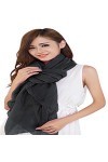 CJ Apparel Noir de Charbon Voile Châle Conception de couleur unie Écharpe en Voile Wrap Stole Throw Head Wrap Face Cover