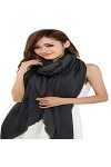 CJ Apparel Noir de Charbon Voile Châle Conception de couleur unie Écharpe en Voile Wrap Stole Throw Head Wrap Face Cover