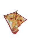 CARMANI - Foulard tendance pour femme avec Vincent van Gogh, tournesols, 90 x 90 cm, multicolore, 90X90 cm