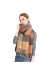 DORRISO Mode Femme Écharpe Grand Tartan Echarpe Châle Automne Hiver Écharpe Grand Plaid Pashmina Écharpe Châle Wrap Gris