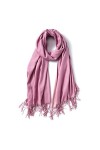 Femmes Longues Douces Style Pashmina Unicolore Écharpe Couleur Châle Chaud Tassel Réversible Plusieurs Couleurs 