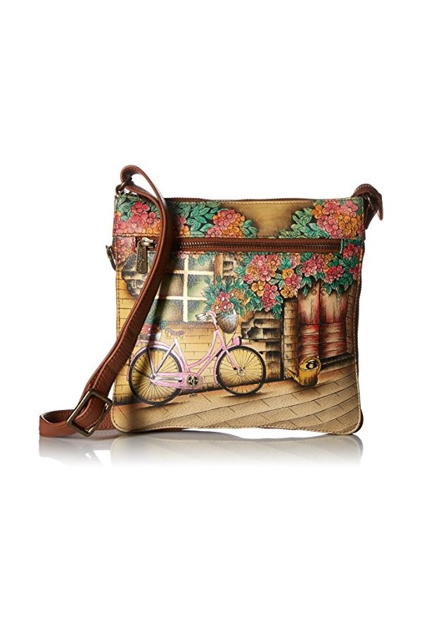 Anuschka Crossbody de Voyage Extensible en Cuir Véritable pour Femme - Œuvre dart Originale Peint à la Main - Cleopatras Le