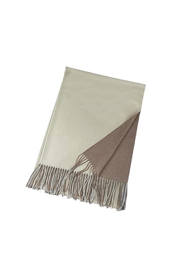 GFM® Châle réversible bicolore doux au toucher cachemire style pashmina pour lautomne et lhiver Pash-TT16 , Tt16-trkek-bei