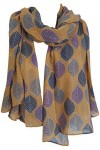 GlamLondon Foulard pour femme avec imprimé de grandes feuilles. - Gris - Large