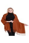 CJ Apparel Pashmina Châle épais en coton mélangé de couleur unie, terre cuite, taille unique