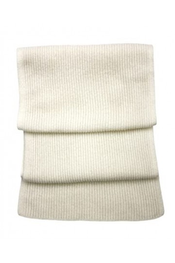 Écharpe côtelée en cachemire mérinos, ivoire, taille unique
