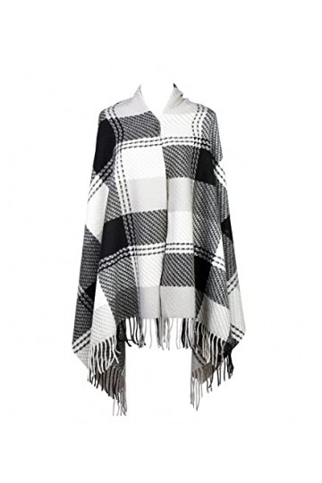 Easusy Écharpe classique chaude et douce pour lhiver pour femme, Noir/gris, 78x27