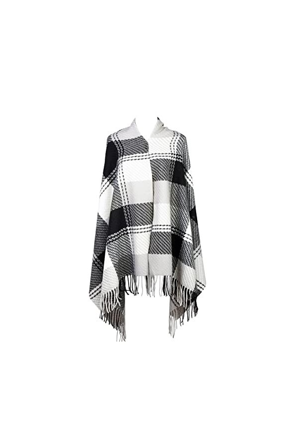 Easusy Écharpe classique chaude et douce pour lhiver pour femme, Noir/gris, 78x27