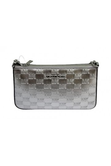 Michael Kors Jet Set Sac à bandoulière en cuir PVC pour femme, Argenté