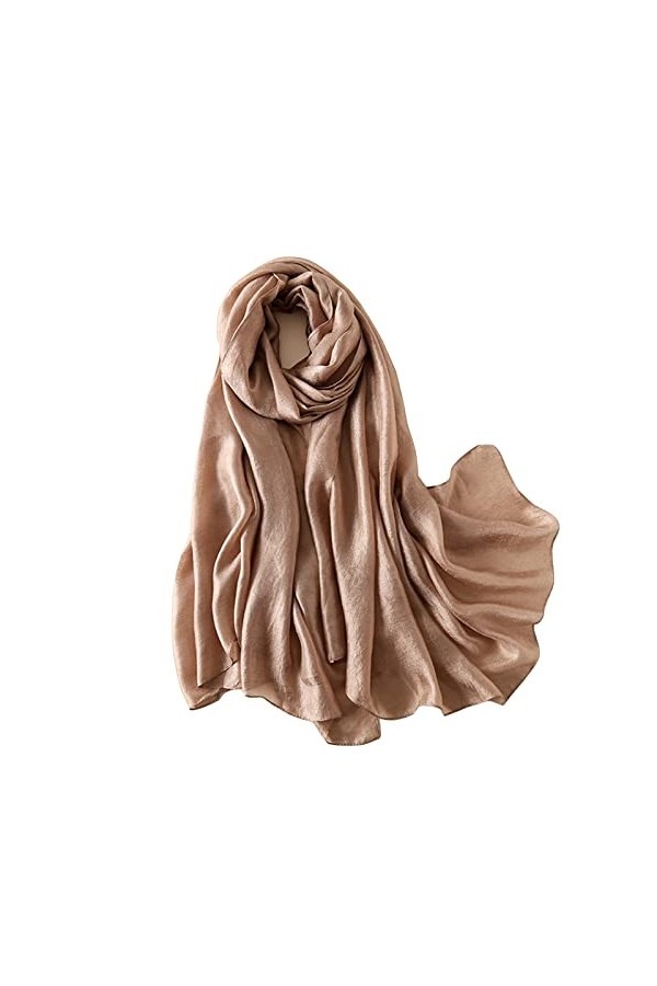 LANKEE Linen Scarf Cotton Scarf Pure Shawl, Kaki, L180/W110