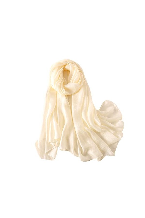 LANKEE Linen Scarf Cotton Scarf Pure Shawl, Kaki, L180/W110
