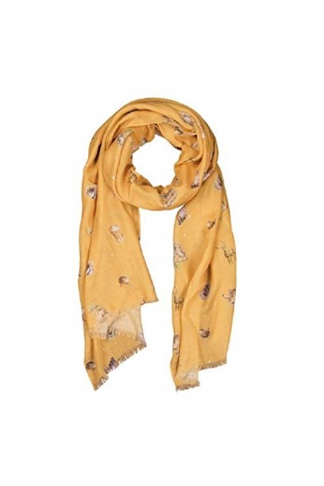Wrendale Designs - Foulard - Moutarde - Motif habitants des bois