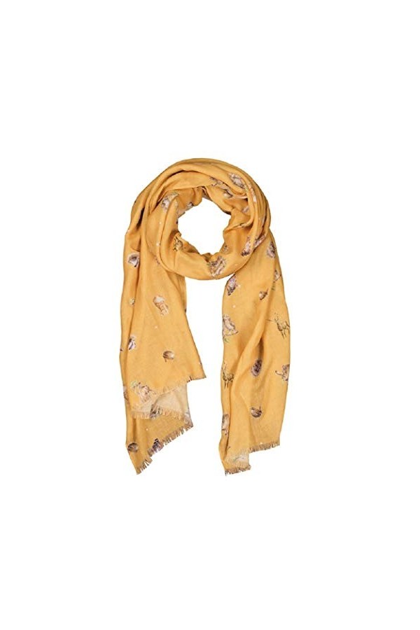 Wrendale Designs - Foulard - Moutarde - Motif habitants des bois