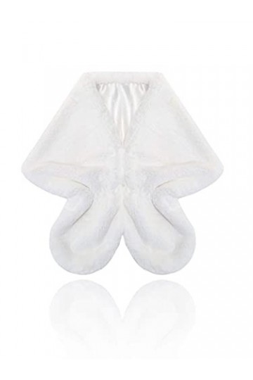 Jovono mariage secret et Ch⬥ en fausse fourrure sans manches pour femmes et les filles,Blanc,M