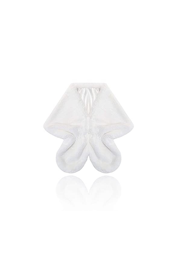 Jovono mariage secret et Ch⬥ en fausse fourrure sans manches pour femmes et les filles,Blanc,M