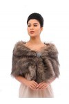 Unicra Châles et enveloppements en fausse fourrure bruns pour femmes pour mariage