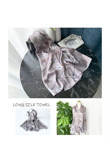 Ecroon Femme Foulard 100% Mûrier Soie Imprime Floral Echarpe Châle Ultra-Léger Respirant Elégant Chale Echarpes Etole