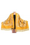 GFM® EMBSHL-A Châle en laine texturée, cachemire brodé, automne-hiver - moutarde - EMBSHL-2 mtd 