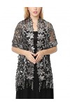Châle élégant à paillettes pour femme pour mariage, demoiselle dhonneur, mariage, Noir , L