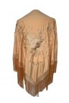 La Senorita Foulard Ceinture Chale De Danse Flamenco Broderie Frange beige fleurs beige