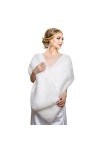 EQLEF® Boléro Pour Mariage Blanc en fausse fourrure Wrap Châle boléro cap Lady cadeau Universal 