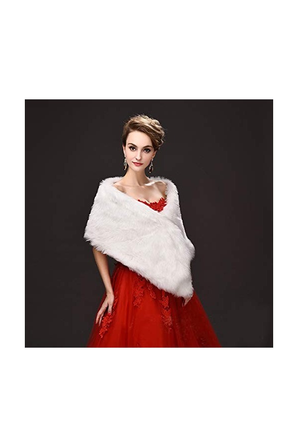 EQLEF® Boléro Pour Mariage Blanc en fausse fourrure Wrap Châle boléro cap Lady cadeau Universal 
