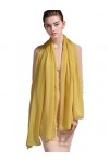prettystern 180/110 cm Echarpe Sarong Châle Pareo grande-taille étole XXL mousseline soie Printemps été jaune citron A14