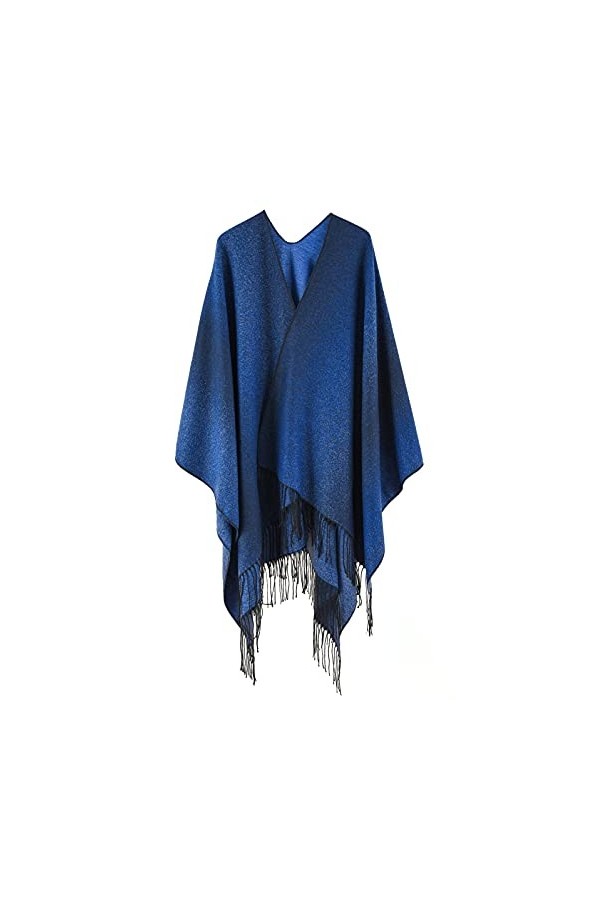 Maeau - Châle pour femme avec pompon imprimé imprimé tartan à rayures tendance élégant, doux, long, léger, réversible, surdim