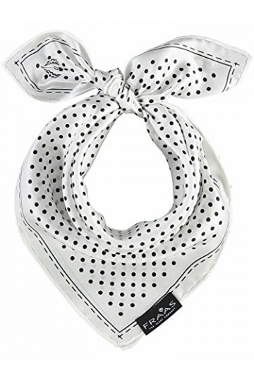 FRAAS Mouchoir à pois pour femme - Taille 53 x 53 cm - Echarpe en soie veloutée pour femme avec motif à pois - Echarpe bandan