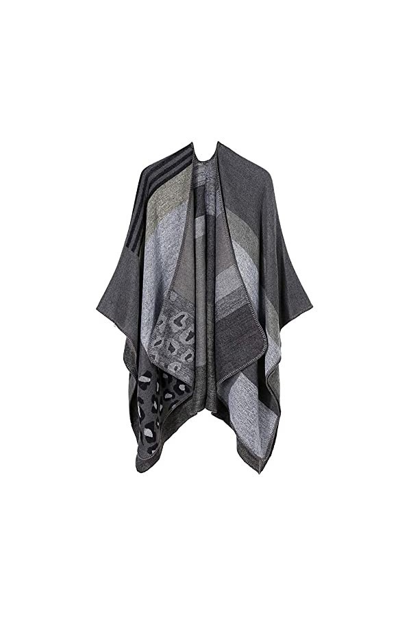 DAMILY Châle Couverture Femmes Hiver Léopard Désign Foulard Étole Cachemire Imitation Poncho Capes Épaissir Manteau Pull Chee